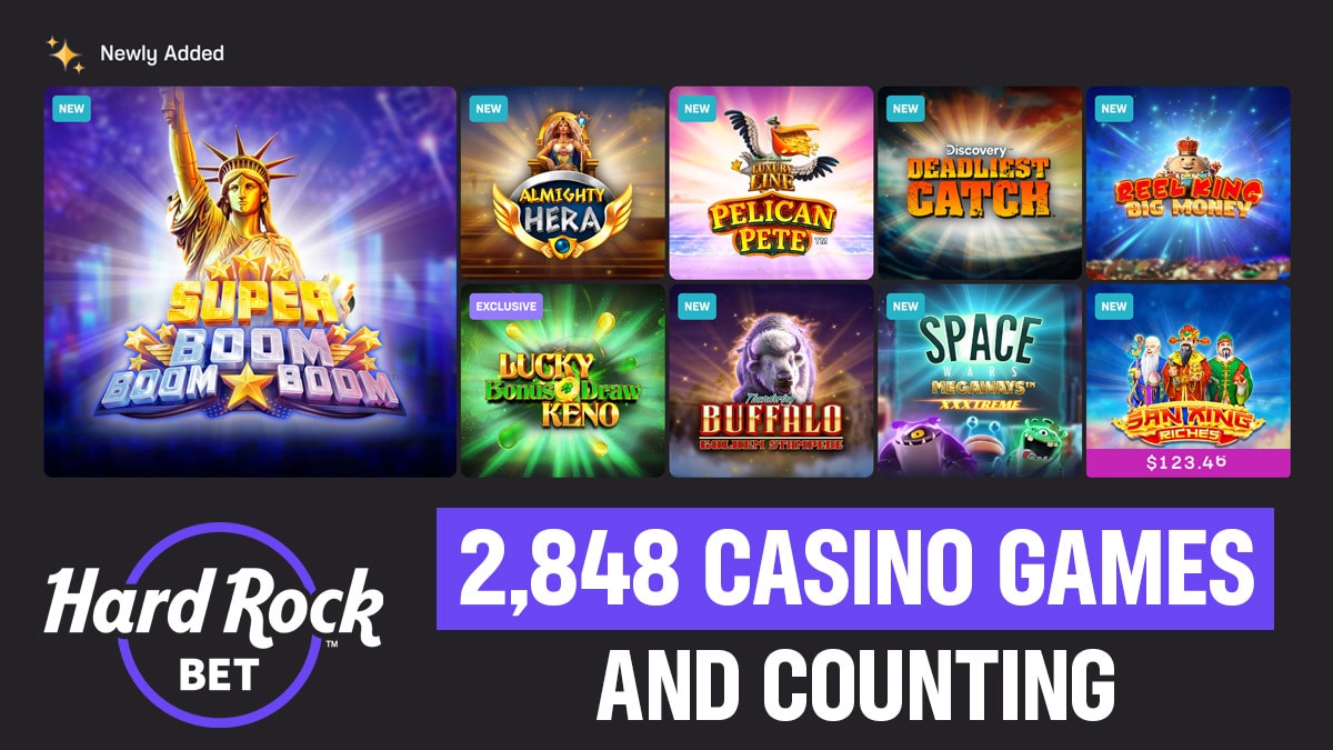 Hard Rock Bet's New Jersey online casino has added 30+ new games, bringing its total to 2,848